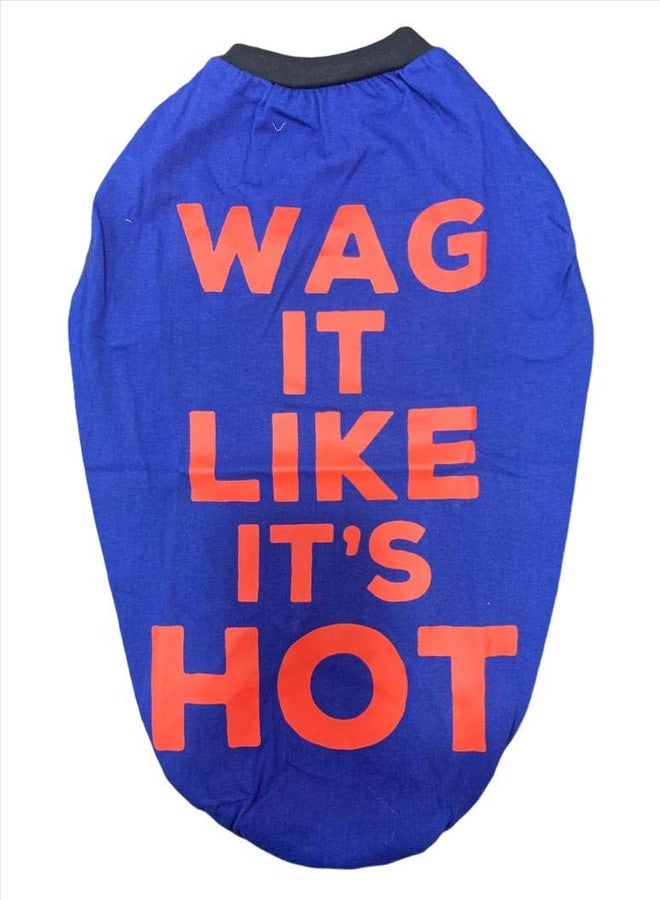 CHOOSTIX Summer Dog T-Shirt, Wag It Like It's Hot, Royal Blue, 28", 200g - Image 1